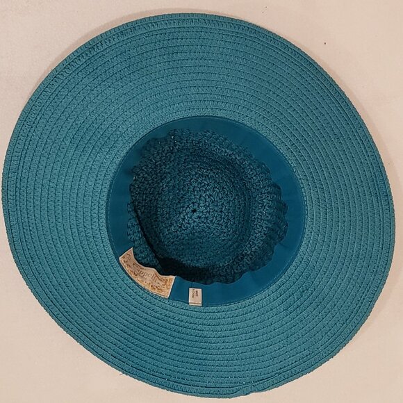Cappelli Turquoise Blue Straw Sun Hat - Picture 6 of 8